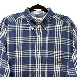 Paco Jeans Vintage Long Sleeve‎ Button Down Shirt Blue White Plaid Size Large